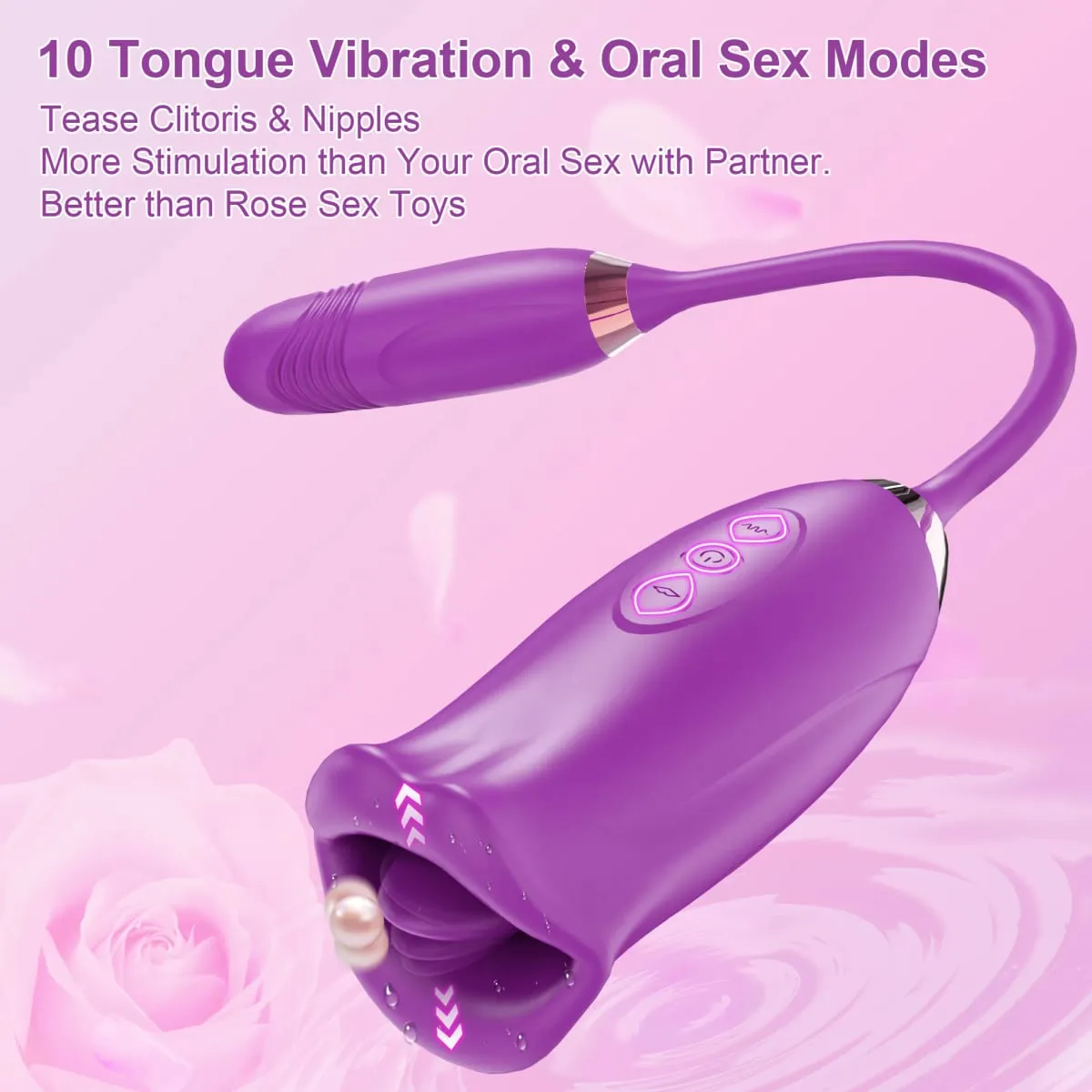 Rose-Thrusting Sucking Vibratorสำหรับผู้หญิงG-Spot DildoหัวนมAnal StimulatorเลียVibratorsเพศผู้ใหญ่ของเล่นเกมManคู่ — image 2