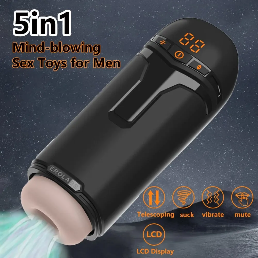 Pompa automatica per pene masturbatore maschile con succhiamento, vibrazione, spinta, giocattoli sessuali per uomini, stimolazione del pene Stroker, display a LED — image 5