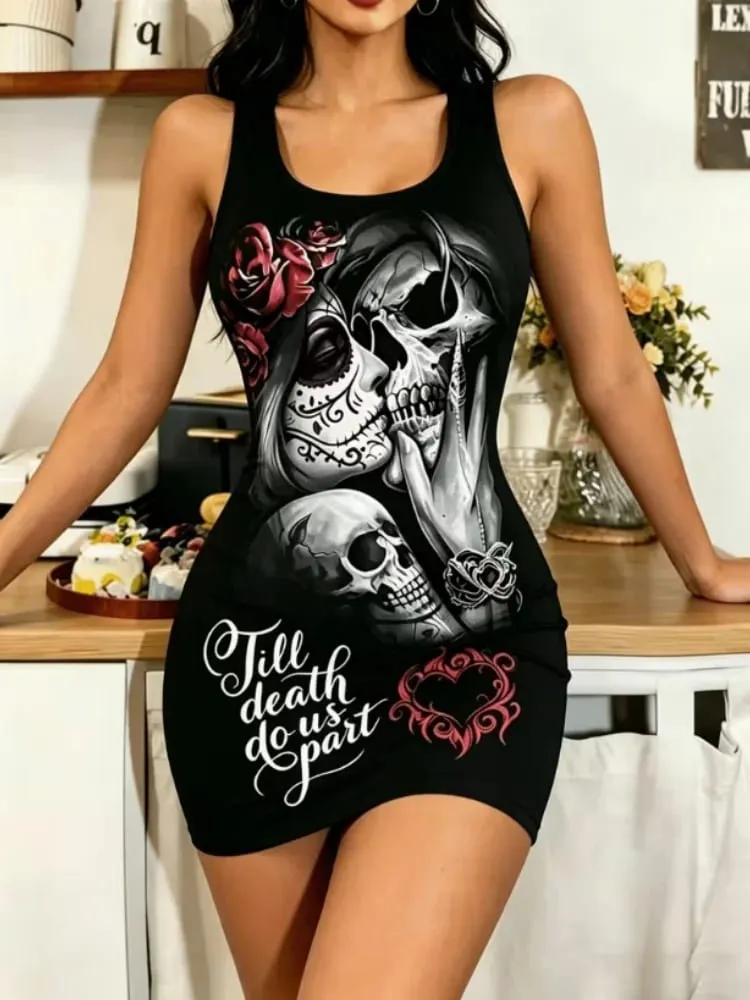 Women’s Casual Skeleton Printed Summer Cooling Shoulder Straps with Sleeves Off Shoulder Bodysuit/Pajamas/Home Wear. — image 5