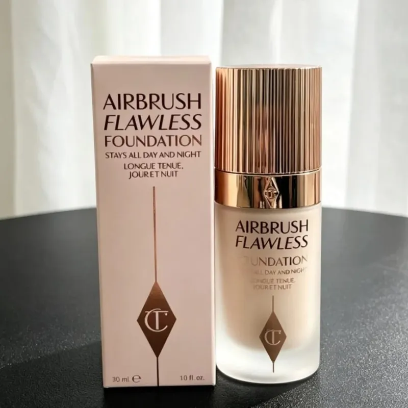 Charlotte Tilbury mate ajuste polvo prensado 4 colores base líquida Hollywood filtro impecable CT bolsa de maquillaje cosméticos de regalo — image 20