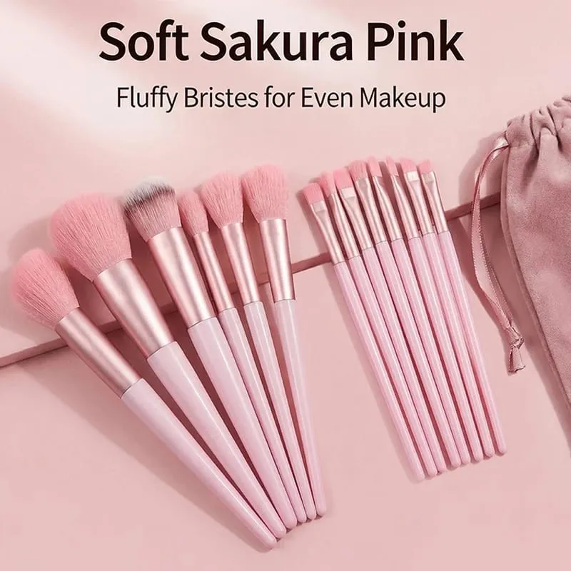 Conjunto de pincéis de maquiagem de 17 unidades com esponja - Pincéis Kabuki rosa macios e fofos para pó de base e sombra | Kit de beleza — image 6