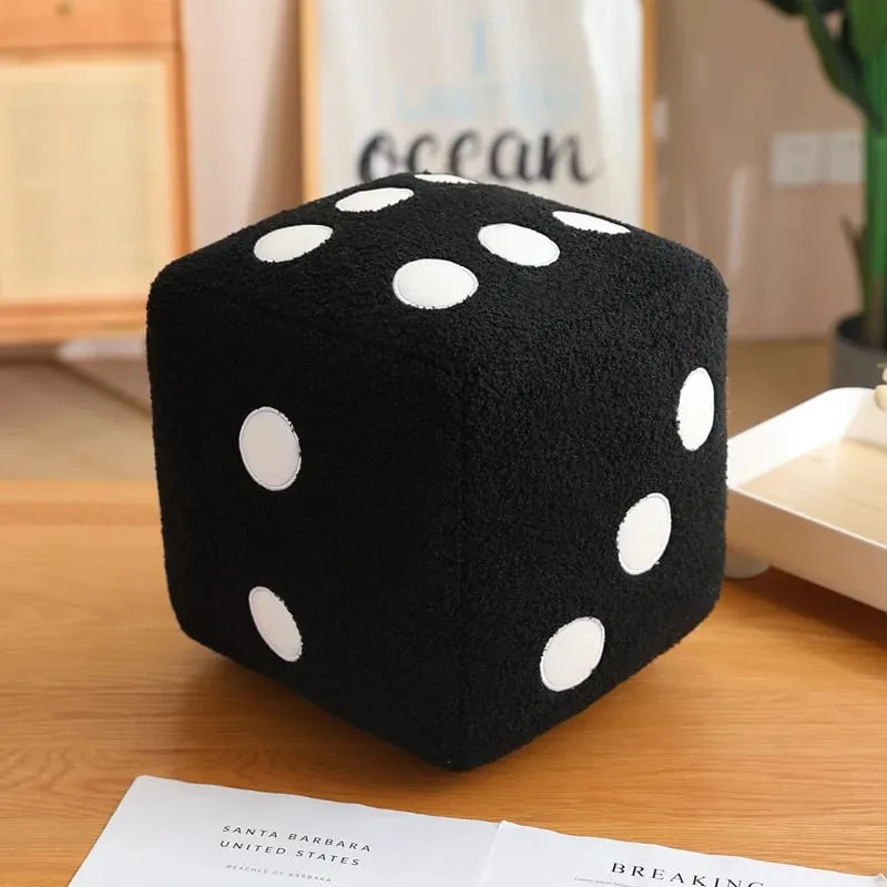 8/25cm Stuffed Mahjong Dice Plush Pillow Soft White Black Back Support Plushie Interactive Indoor Game Instrument Gift — image 8