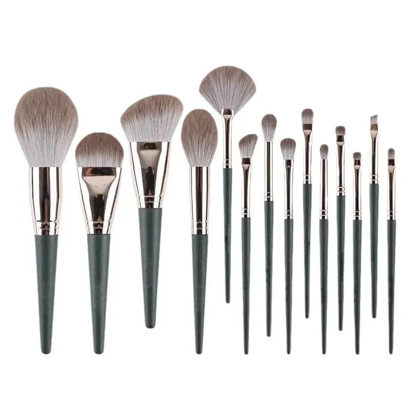 Kit Kuas Rias 14 Buah Set Kuas Kosmetik Profesional untuk Alat Kecantikan Serbaguna Perona Pipi Concealer Eyeshadow