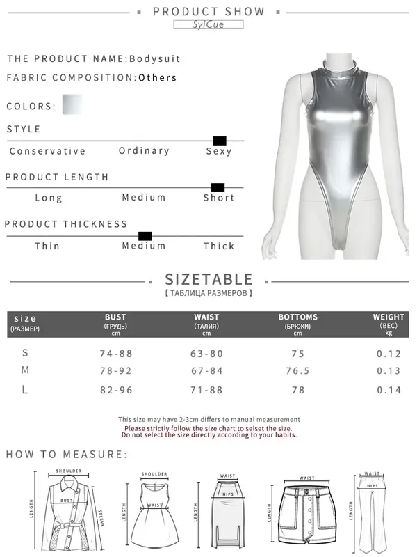 Sylcue Argento Riflettente Trasparente Personalità Fiducia in Se stessi Avant-Garde Sexy Maturo Hot All-Match Tuta da Donna Stretta — image 6