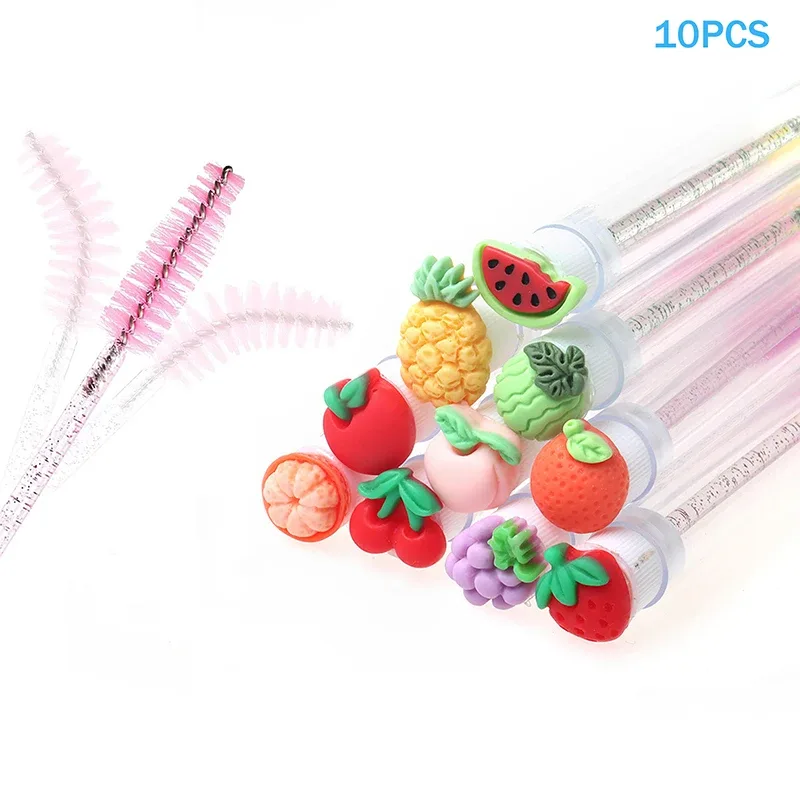 10 ชิ้น/เซ็ตคอลเลกชันผลไม้แปรงมาสคาร่าReusable LashแปรงหลอดSpoolies Lash ExtensionแปรงApplicatorsแต่งหน้าเครื่องมือ