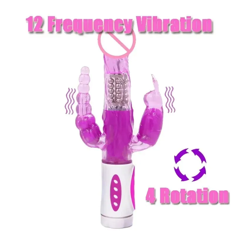 Silikon-Kaninchenvibrator, 3-in-1-G-Punkt-Klitoris-Analperlen-Stimulator, 10 Modi, stoßendes, vibrierendes Sexspielzeug für Frauen — image 6