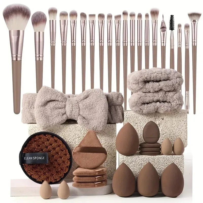 33pcs beauty set makeup kit large and small beauty sponges for flawless makeup application and removal of makeup full set — image 31