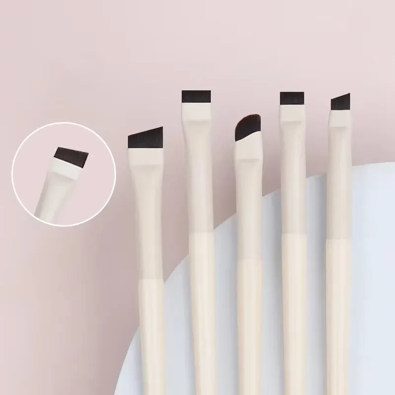 Upgrade Blade Sada štětců na oční linky Ultra tenký jemný úhlový plochý štětec na obočí pod očima Přesné štětce na detaily Ivory — image 9