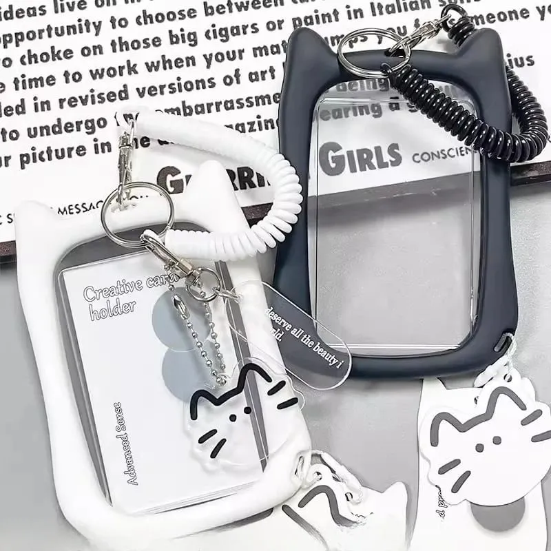 Niedliche Fotokarten-Schlüsselanhänger-Hülle – durchsichtiger PVC-Kartenhalter mit Schlüsselring für Rucksack, schützende Präsentationshülle für Idol-Foto, Geschenk für Fans und Sammler — image 1