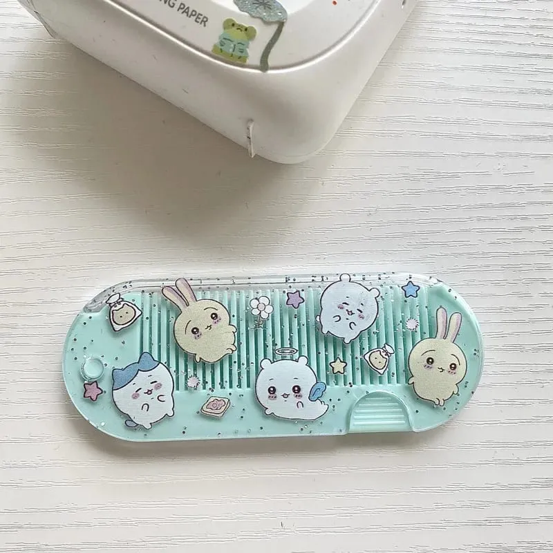 New yiji Cartoon Folding Small Comb Portable Pocket Makeup USAGI うさぎ ハチワレ Hachiware Mini Cute Comb Bangs Comb Gift — image 15