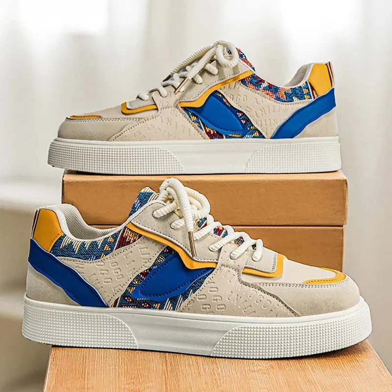 Men's Vintage Patchwork Platform Sneakers - Ethnic Tribal Print Low-Top Casual Shoes Retro Fashion Walking Sneakers for Men — image 5