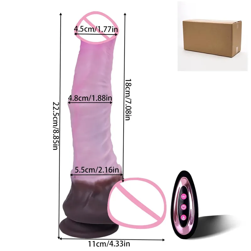 Getaran Dildo Kuda Realistis Besar untuk Wanita Mainan Seks Penggetar Dildo Hewan Penis Pemanas Kontrol Dildo Pendorong Teleskopik