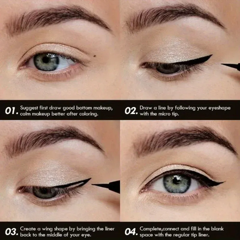 3Pcs Smooth Eyeliner ปากกา-Smudge-Proof Eye ปากกา Quick-DRY สำหรับทุกโอกาสสีดำและสีน้ำตาลเข้มแต่งหน้า — image 6