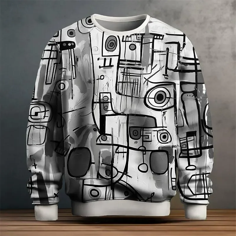 สำหรับผู้ชาย กราฟฟิค เสื้อเชิ้ตสำหรับผู้ชาย กราฟฟิตี้ เสื้อสวมหัว เสื้อแขนยาว คอกลม แฟชั่น ทุกวัน ไม่เป็นทางการ วันหยุด วันหยุด ใหม่ — image 6