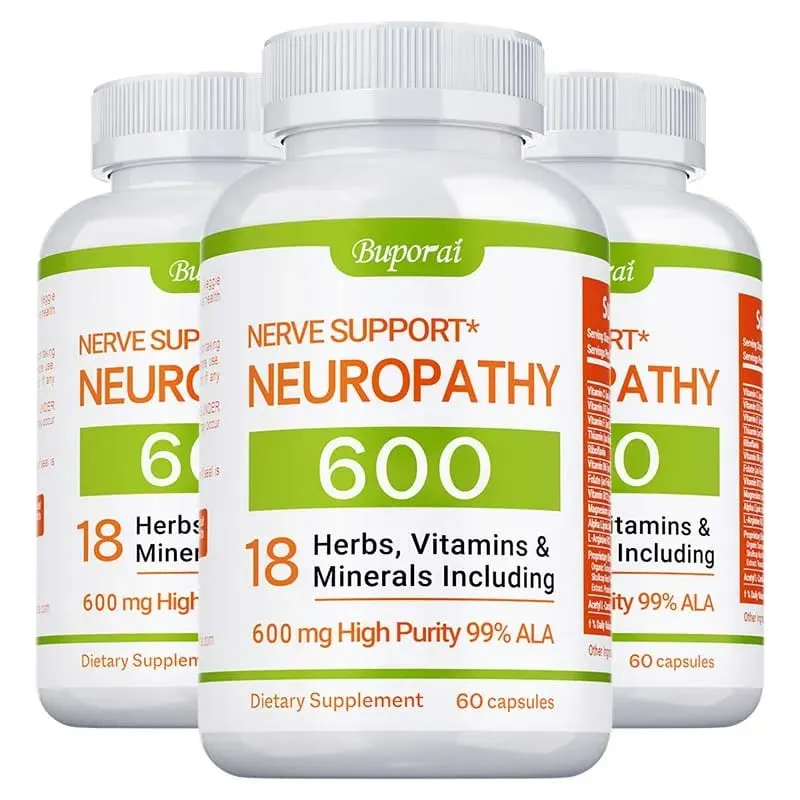 Supplément de soutien à la neuropathie 600 mg - Réduit le stress Favorise la santé nerveuse et la fonction cérébrale Énergie cellulaire sans OGM — image 10