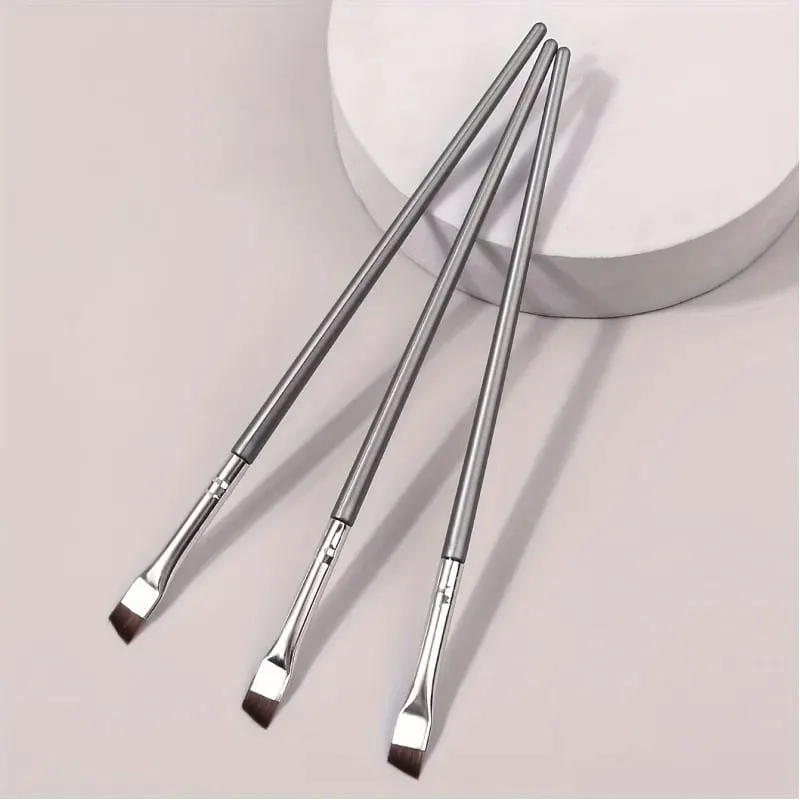 3 Silver Superfine Eyeliner Brushes Soft Brush Eyebrow Brush Portable Multi-Function Makeup Tools — image 4