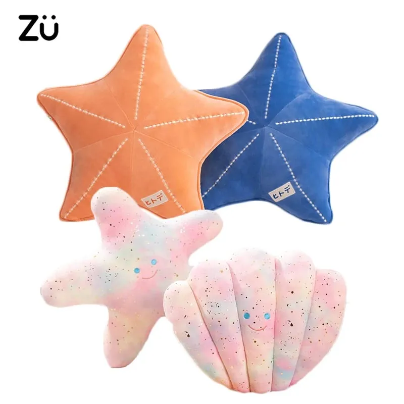 ZU Under Sea Theme Comel Shell Starfish Plush Bantal Sea Star Mainan Sumbat Lembut Kawaii Pink Hiasan Pesta Bilik — image 2