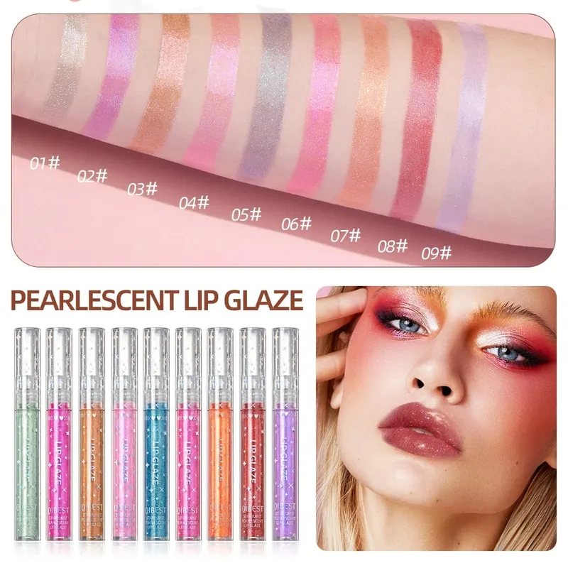 9 Pz/set Glitter Lip Smalto Rossetto Liquido Set Shine Lip Gloss Confezione Regalo Idratante Naturale Impermeabile Trucco Labbra — image 5
