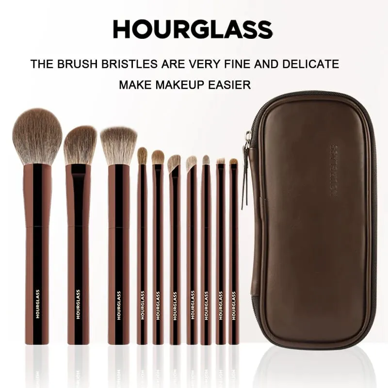 Ensemble de pinceaux de maquillage sablier, 10 pinceaux de maquillage pour le visage, doux et pratiques, correcteurs de fard à paupières, stuc, toilettage — image 1