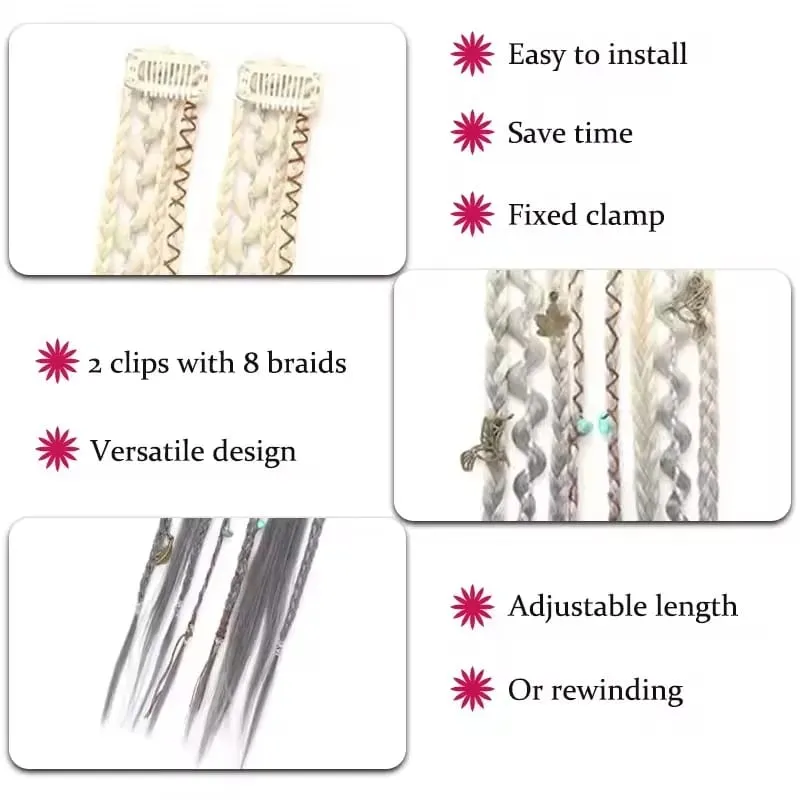LM Bohemian Style Fried Dough Twists Braid Hairpiece Female Wig Braid BB Clip Style Boxing Braid for Women Festival Rave Styling — image 4
