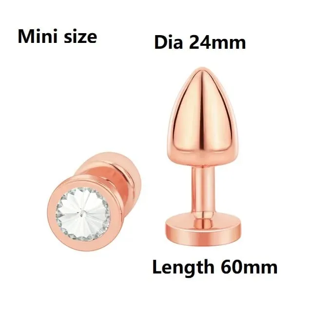 Manik Dubur Logam Saiz Kecil Palam Punggung Pelangi Mini Rose emas Palam Punggung Barang Kemas Kristal Jurulatih Dildo Dubur Melancap Mainan Seks — image 20