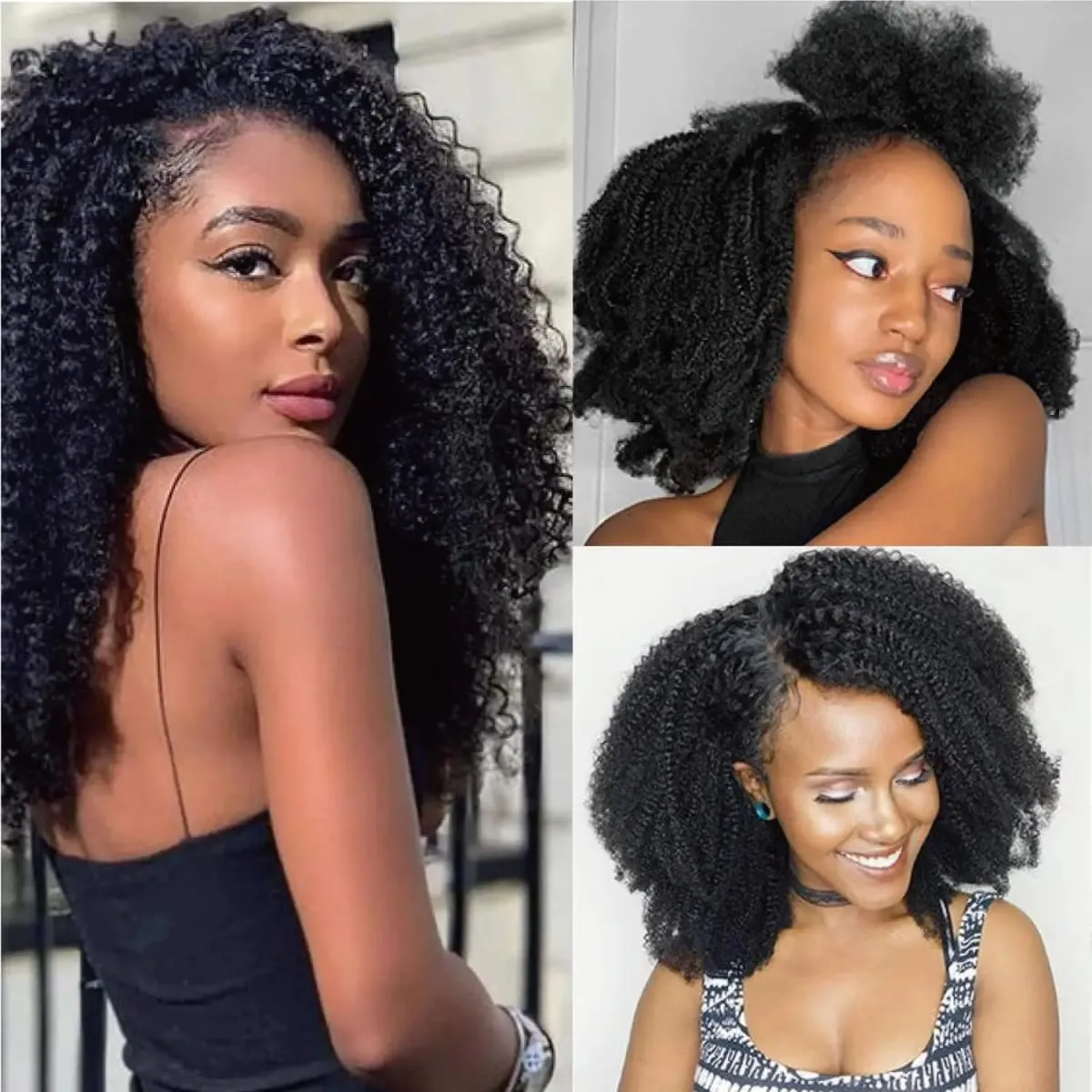 Echte Remy Afro Coily Clip In Echthaarverlängerungen, unverarbeitet, 4B 4C Afro Kinky Curly Clip Ins für Afroamerikaner, schwarze Frauen — image 6