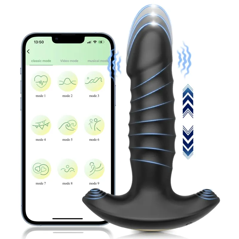 Plug anale vibrante telescopico vibratore di controllo APP giocattolo del sesso telecomandato per plug anale per massaggiatore prostatico maschile con dildo anale adulto