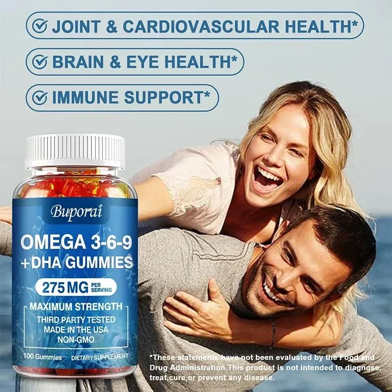 Omega 3 6 9 + DHA Gummies - Brain Health Enhances Concentration Memory Improves Blood Circulation Eye Support — image 6
