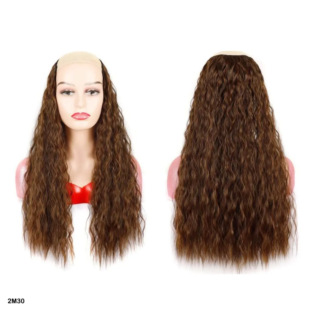 Extensions de cheveux synthétiques bouclés pince en une seule pièce 4Clips postiches longues vague profonde pour les femmes usage quotidien accessoire de cheveux de fête — image 8