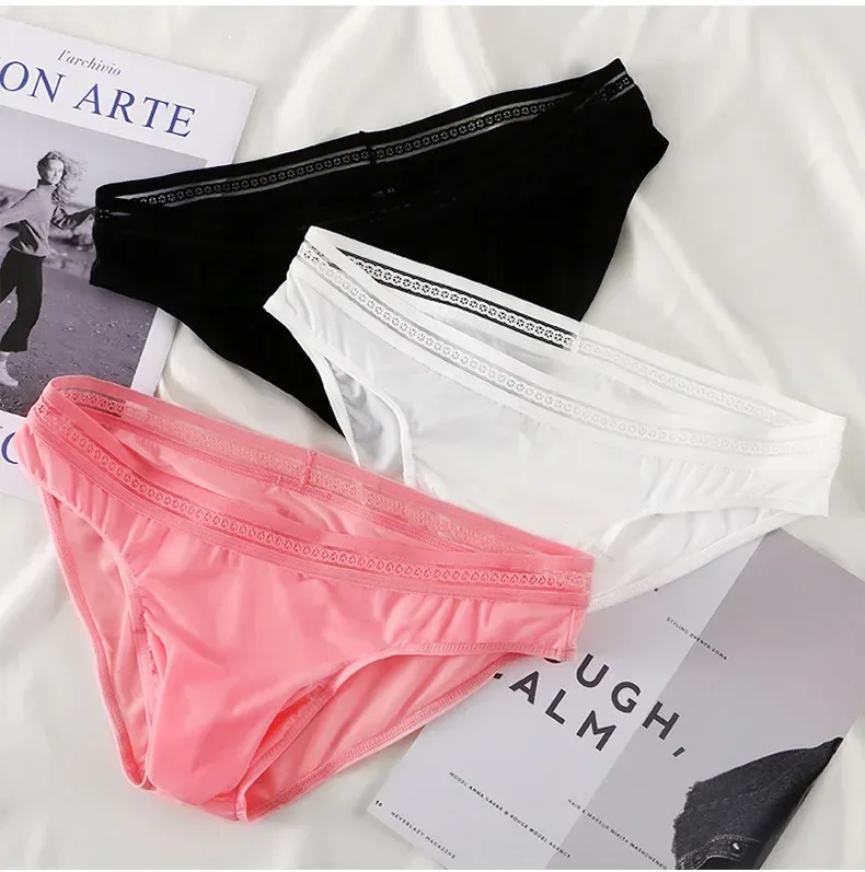 Calzoncillos de seda helada para hombre, ropa interior ultrafina de secado rápido con cintura de encaje elástica, ropa interior de Bikini transpirable sin costuras, 1/3 Uds. — image 20