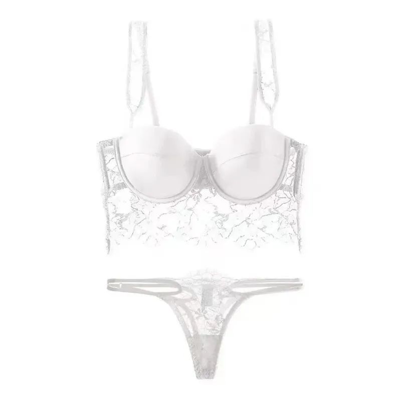 セクシーな Summer Thin Cup Lace Lingerie Set Soft Underwire Deep U‑Back Push‑Up Bra Matching Underwear Breathable Daily Intimates — image 7