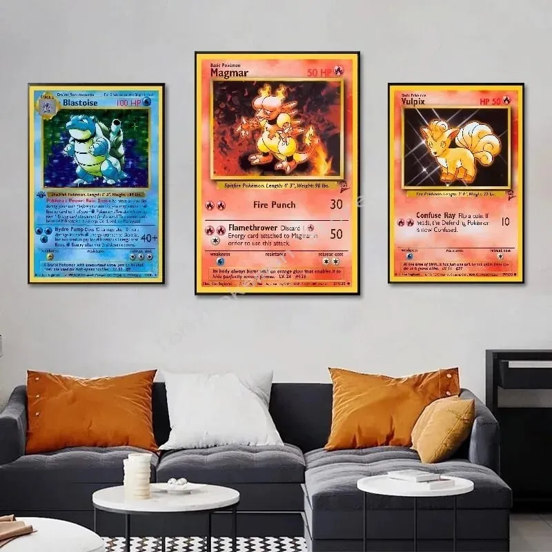 Pokemon Basis ชุด 1996 จาก Engels การ์ด Shining โปสเตอร์ภาพวาดผ้าใบพิมพ์สีน้ำ Wall Art ภาพตกแต่งบ้านของขวัญ