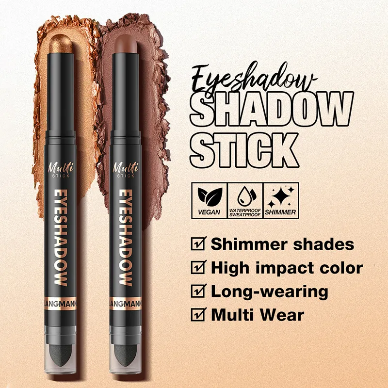 Bâton de fard à paupières Double tête, 16 couleurs, nacré, chatoyant, marron, crème hautement imperméable, crayon d'ombre à paupières, maquillage longue durée pour les yeux — image 5