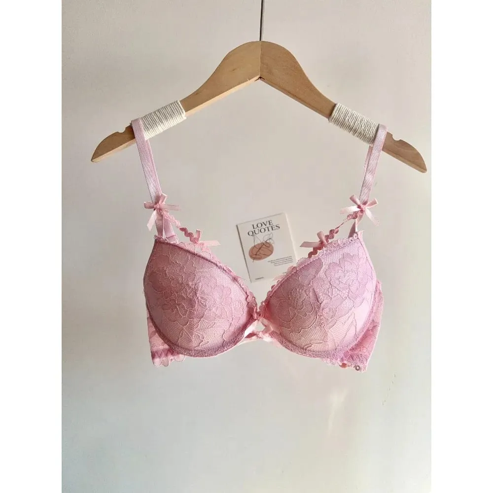 セクシーなงานแต่งงานเจ้าสาวชุดชั้นในลูกไม้สีแดงชุด Bowknot Push Up Bra สำหรับหน้าอกขนาดเล็กผู้หญิง Party Pure Look ชุดชั้นใน Intimate — image 6