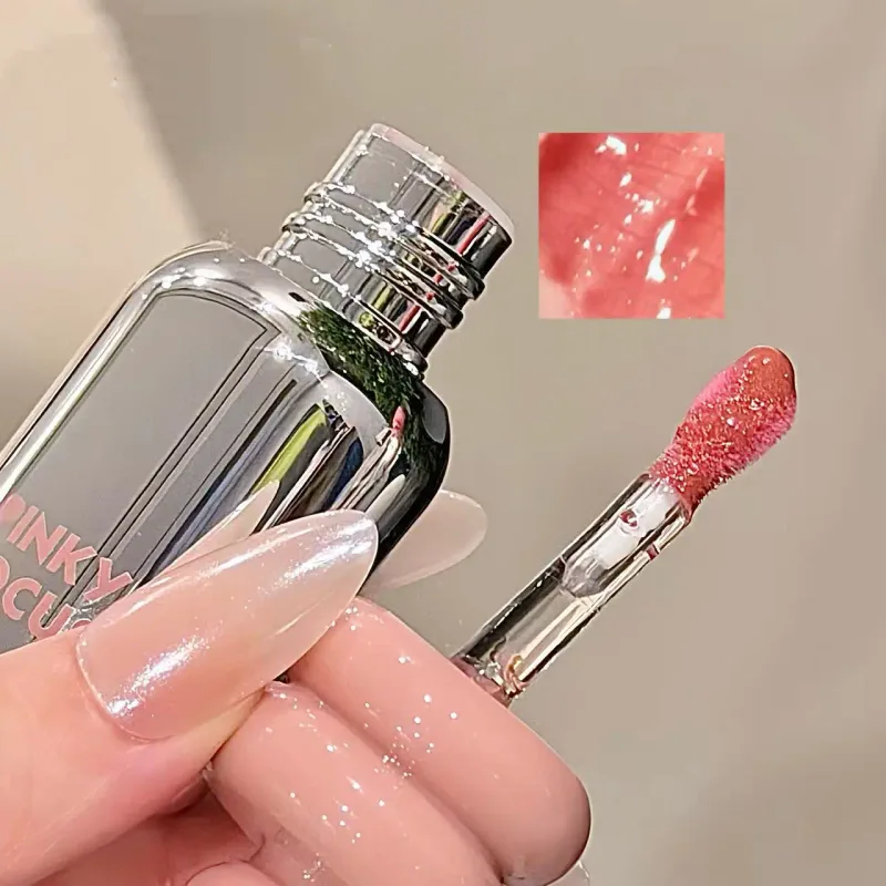 Pinkyfocus Olio per labbra trasparente lucidante Finitura in vetro idratante Tonalità nuda non appiccicosa Ideale per stratificare per illuminare le labbra — image 6