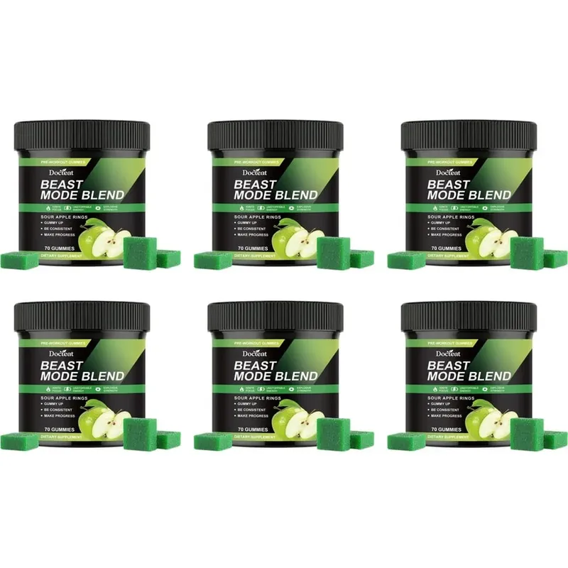 Docteat Beast Mode Blend Caramelle gommose pre-allenamento Supporto energetico e resistenza per allenamenti di forza e giornate attive in palestra 70 conteggi — image 12