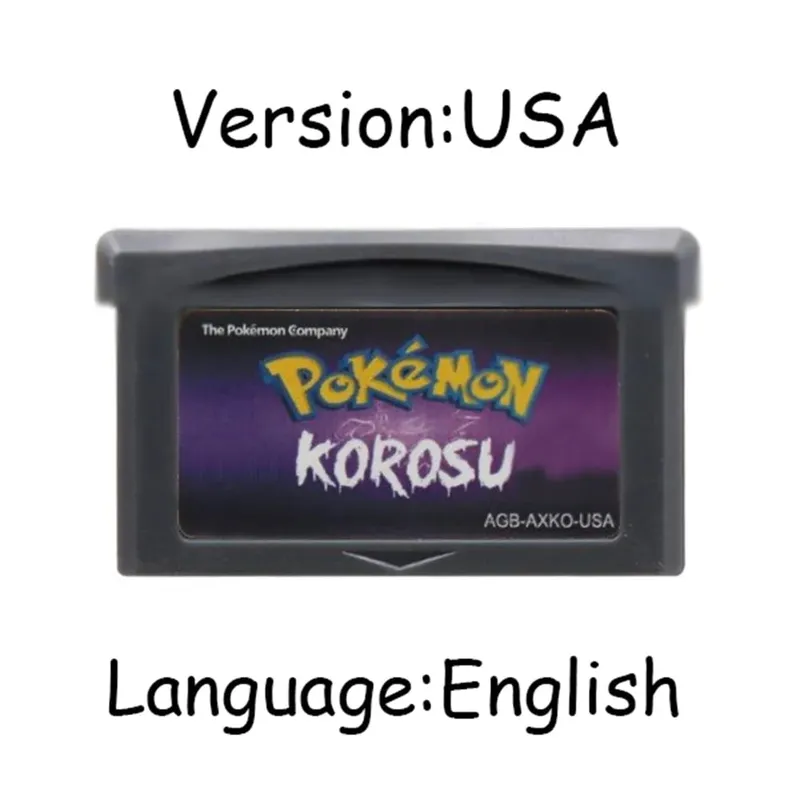 GBA Pokemon Game Cartridge 32-Bit Video Game Console Card AshGray Liquid Crystal Light Platinum Moemon Emerald English Language