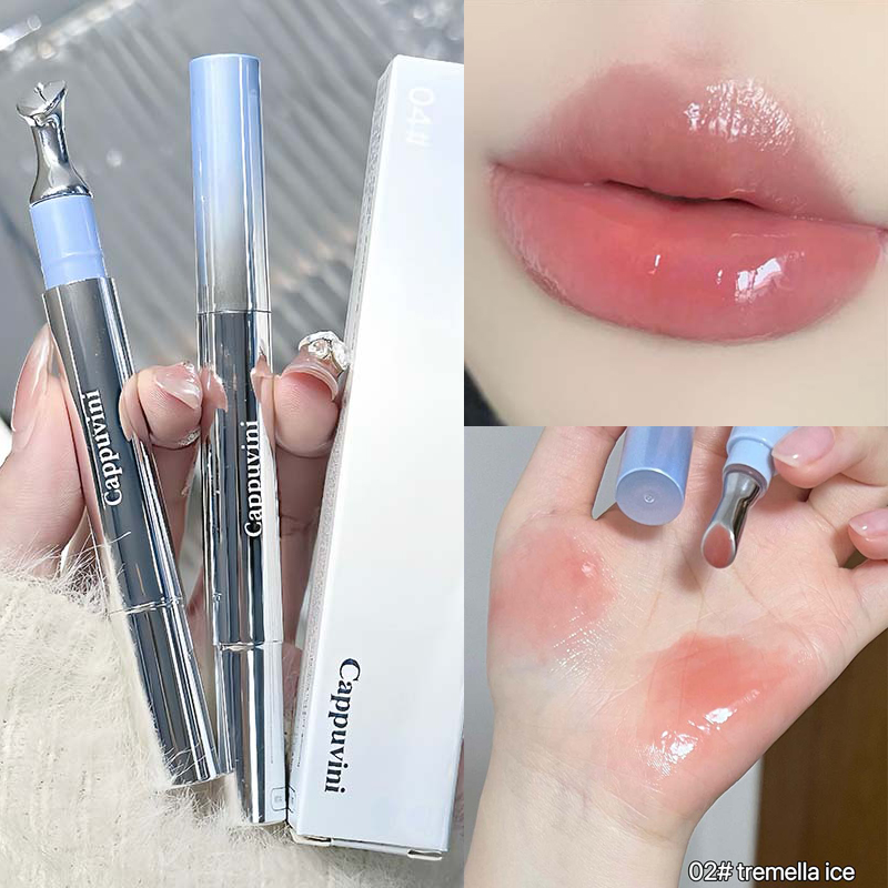 Cermin Esensi Berair Lip Gloss Tahan Lama Tidak Lengket Lipstik Cair Menepuk Jelly Lip Glaze Makeup Pelembab Warna Bibir — image 14
