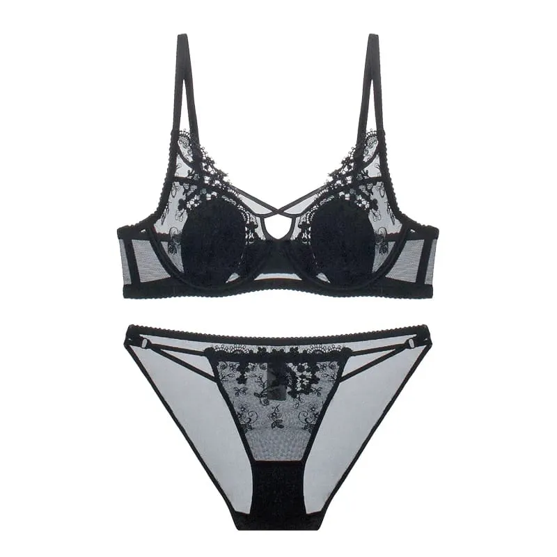 หรูหราภาษาฝรั่งเศสคำลูกไม้ Underwire CROSS Bra ชุดกระต่ายหูถ้วยหรูหราชุดชั้นในเซ็กซี่ผู้หญิงแฟลชขาย