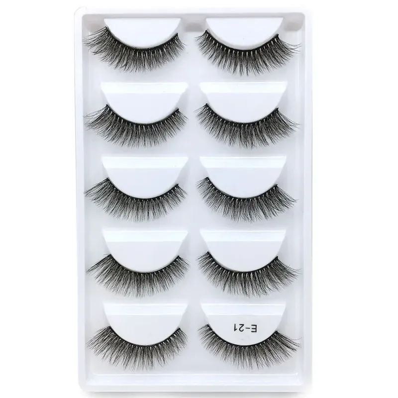 5Pairs 3D Handmade Fake Eyelashes Natural Long Thick Daily Makeup Thick Cross Eyelashes Eye Lashes — image 19