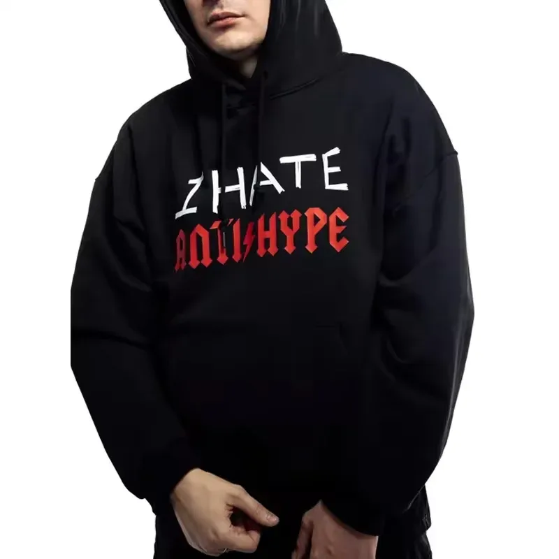 Herren Hoodies I HATE ANTIHYPE Brief Harajuku Übergroßer Pullover Print Sweatshirt Hip Hop Mode Y2k Langarm Tops Kleidung — image 7