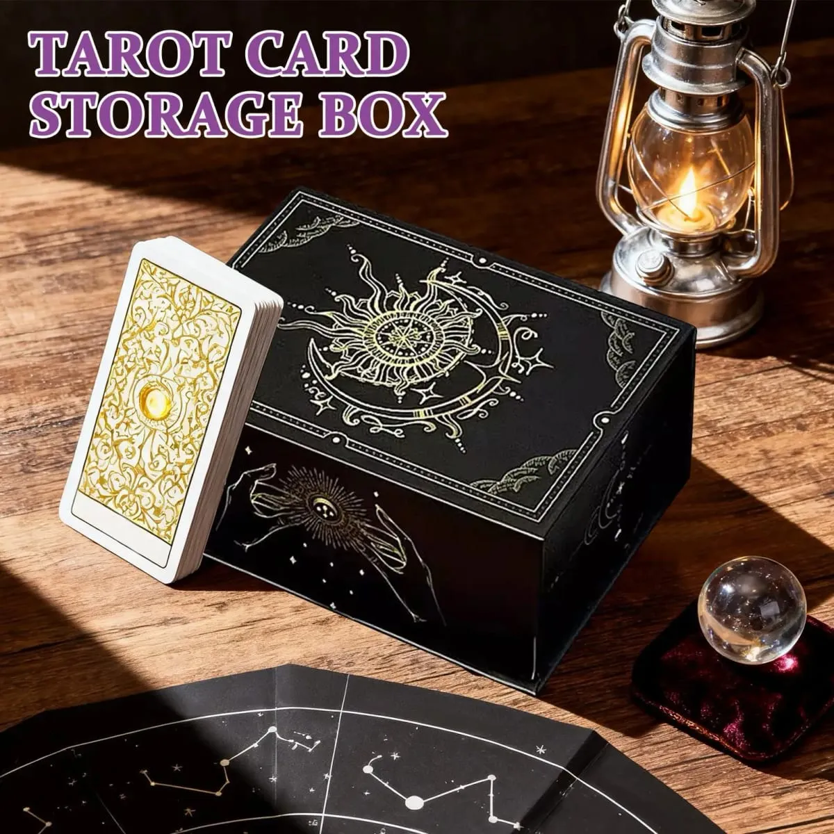Scatola per carte dei tarocchi con coperchio magnetico Organizzatore di archiviazione leggero e portatile Carte da gioco eleganti e sobrie Scatola per ricordi di gioielli — image 2