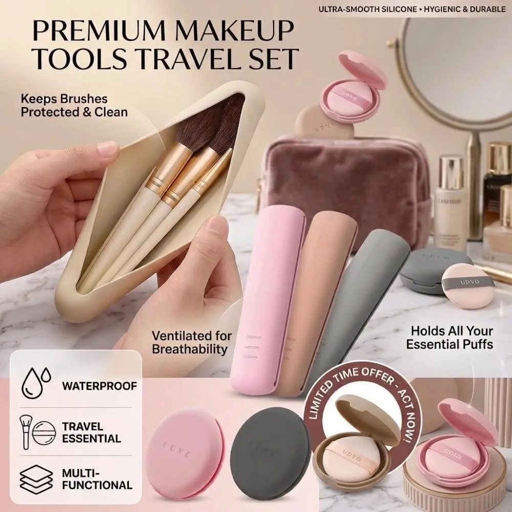 Silicone Cosmetic Brushes Storage Bag Travel Makeup Brush Holder Makeup Sponge Case Portable Makeup Tools Organizer — image 1