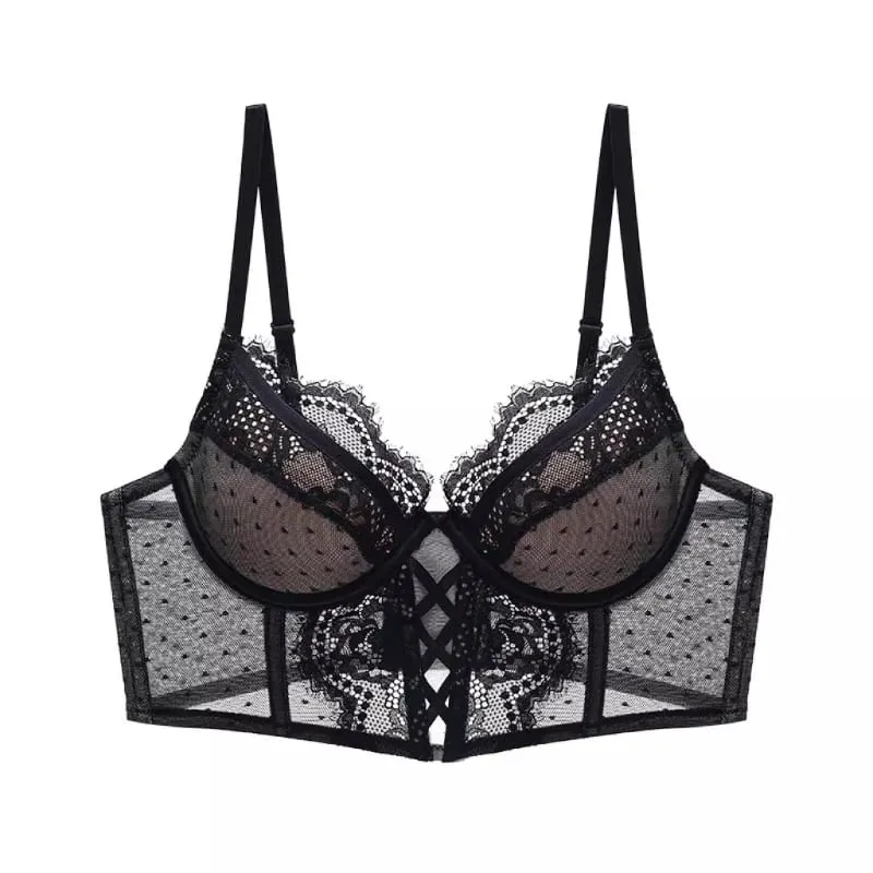 Set Seluar Dalam French Lace Push Up Mulher Thin Underwire Bra Sheer Ruched Chemise Lembut Petite Dada Kecil S-XL Petite Elegance — image 6
