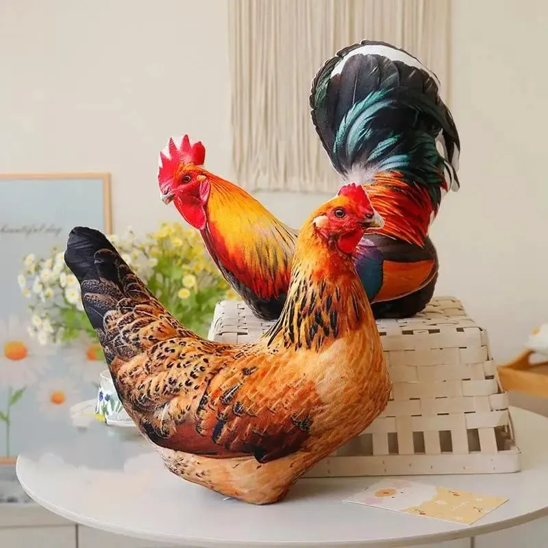 Cuscino da tiro in peluche con gallo Realistico stampa 3D Cuscino morbido e confortevole per la decorazione della sedia da ufficio Cuscino di riposo per i lavoratori