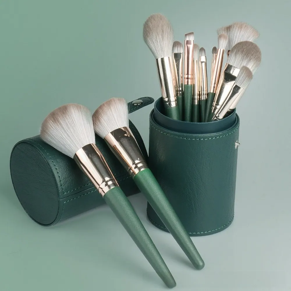 PU Leather Makeup Brush Bucket Dust-Proof Waterproof Empty Cosmetic Brushes Pen Holder Portable Makeup Brush Organizer — image 3