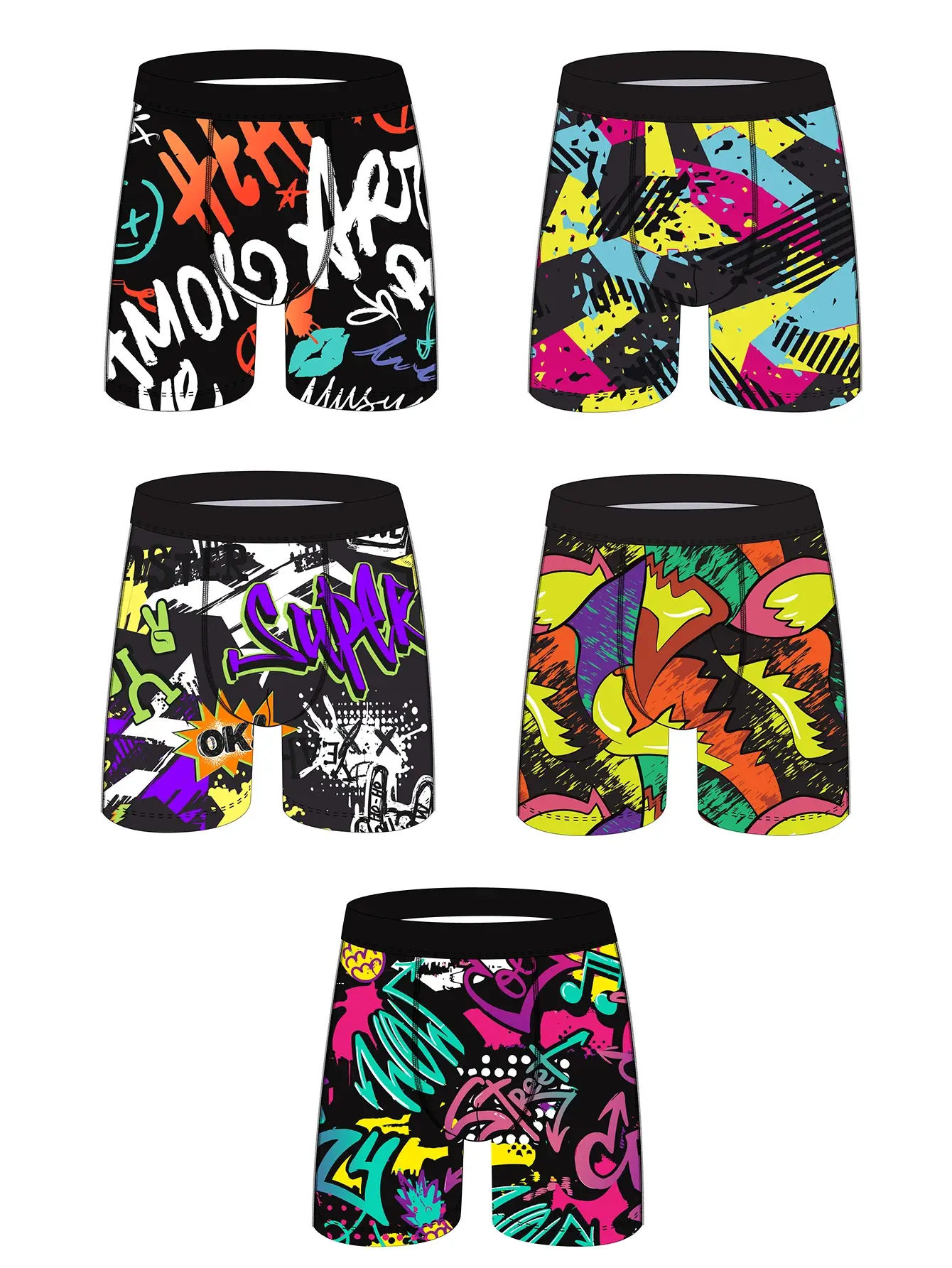 5 Pieces Of Men'S Long Boxer Briefs Soft Comfortable Skin-Friendly Men'S Underwear Explosive Colorful Personality Men'S Pants — image 7