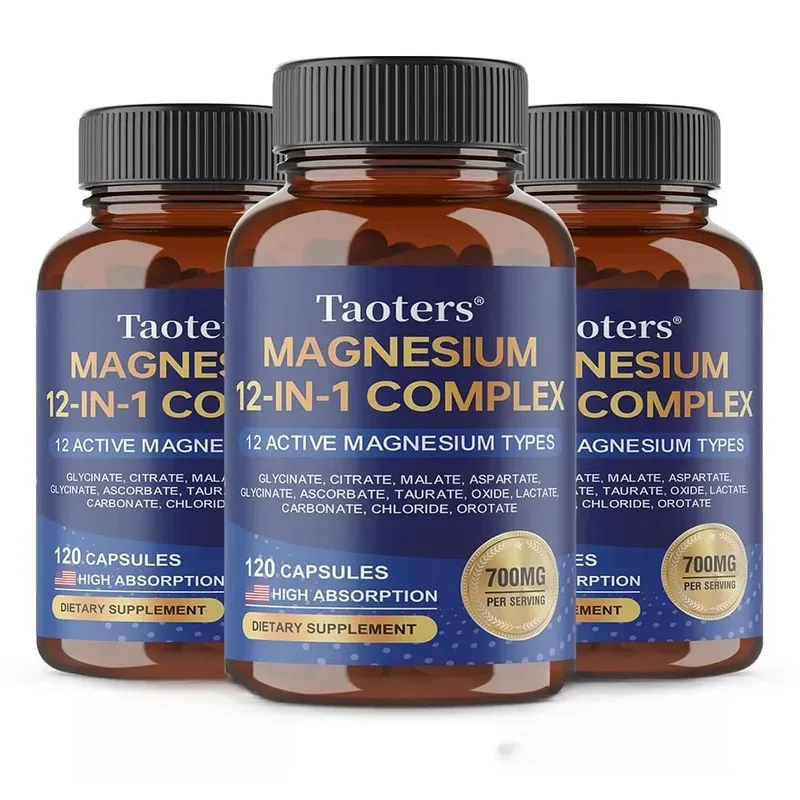 Magnesium 12-in-1-Komplex-Ergänzungsmittel – 700 mg hochabsorbierende Glycinat-Citrat-Malat- und Taurat-Mischung für Muskel- und Nervenschlaf — image 9