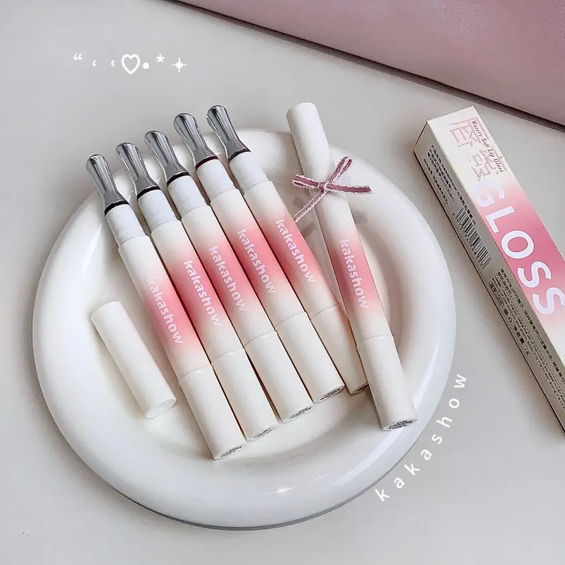 Kakashow Rossetto idratante a specchio (punta di pennello in ferro) Lucidalabbra in gel Lucidalabbra idratante in 6 tonalità nude naturali Cosmetici — image 1