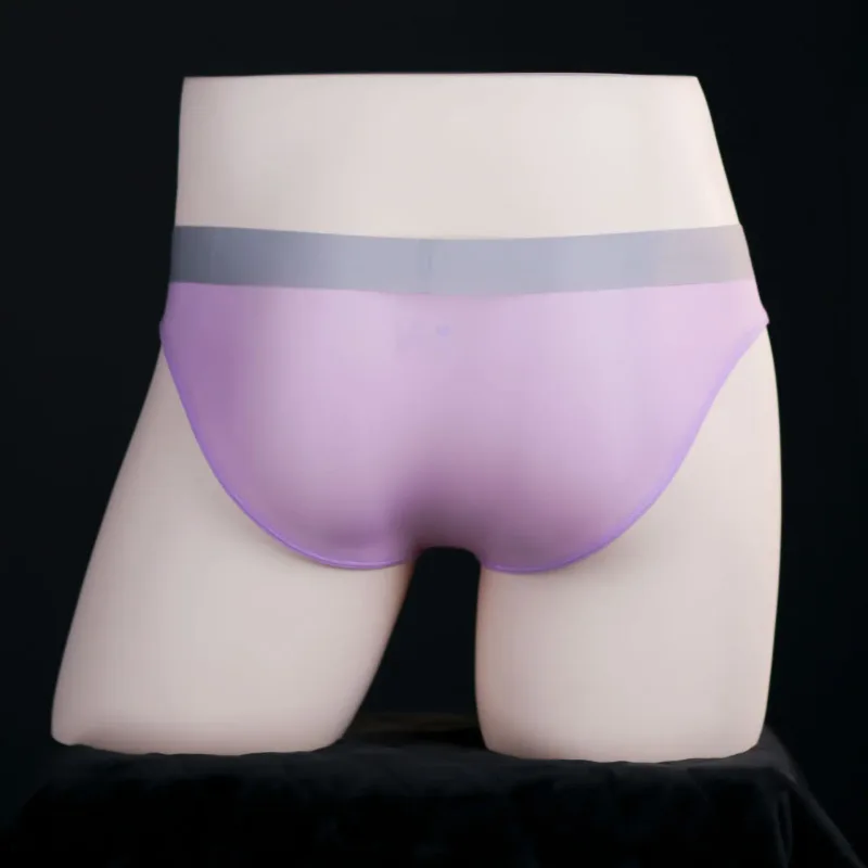 Ice Silk Briefs Men Oil Shiny Underwear Ultra Thin Traceless Underpants Transparent Smooth Bulge Pouch Panties Elastic Knicker — image 16
